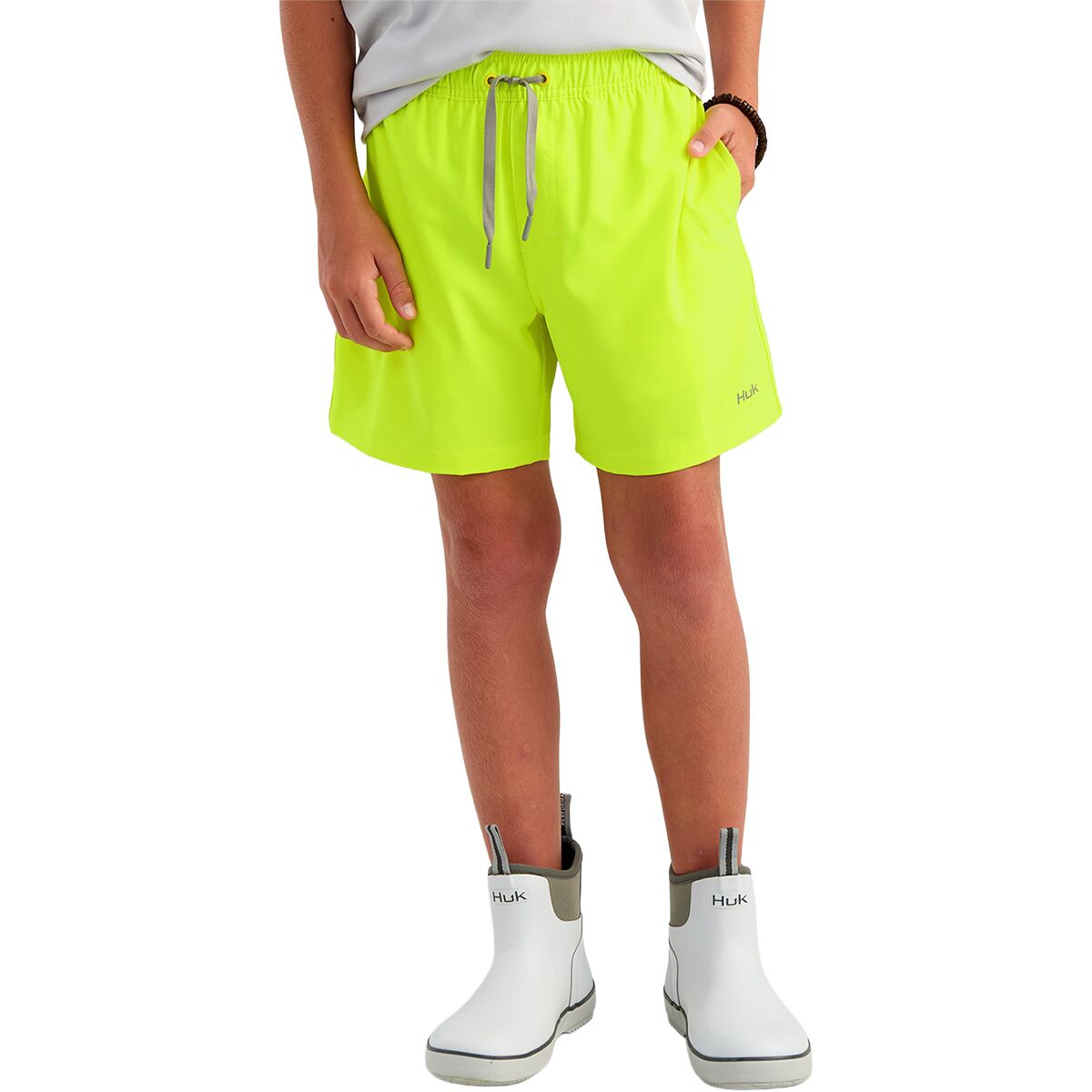 Huk Boy's Pursuit Volley Short in Neon Yellow - Size: Large