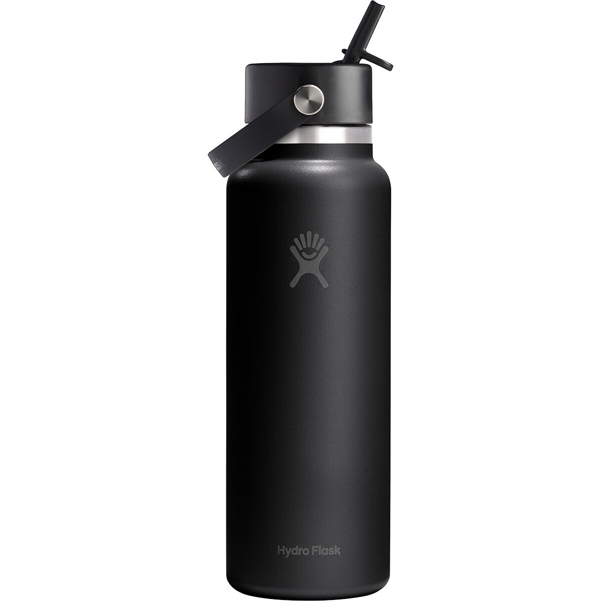 Hydro Flask 40oz Wide Mouth Water Bottle + Flex Straw Cap in Black