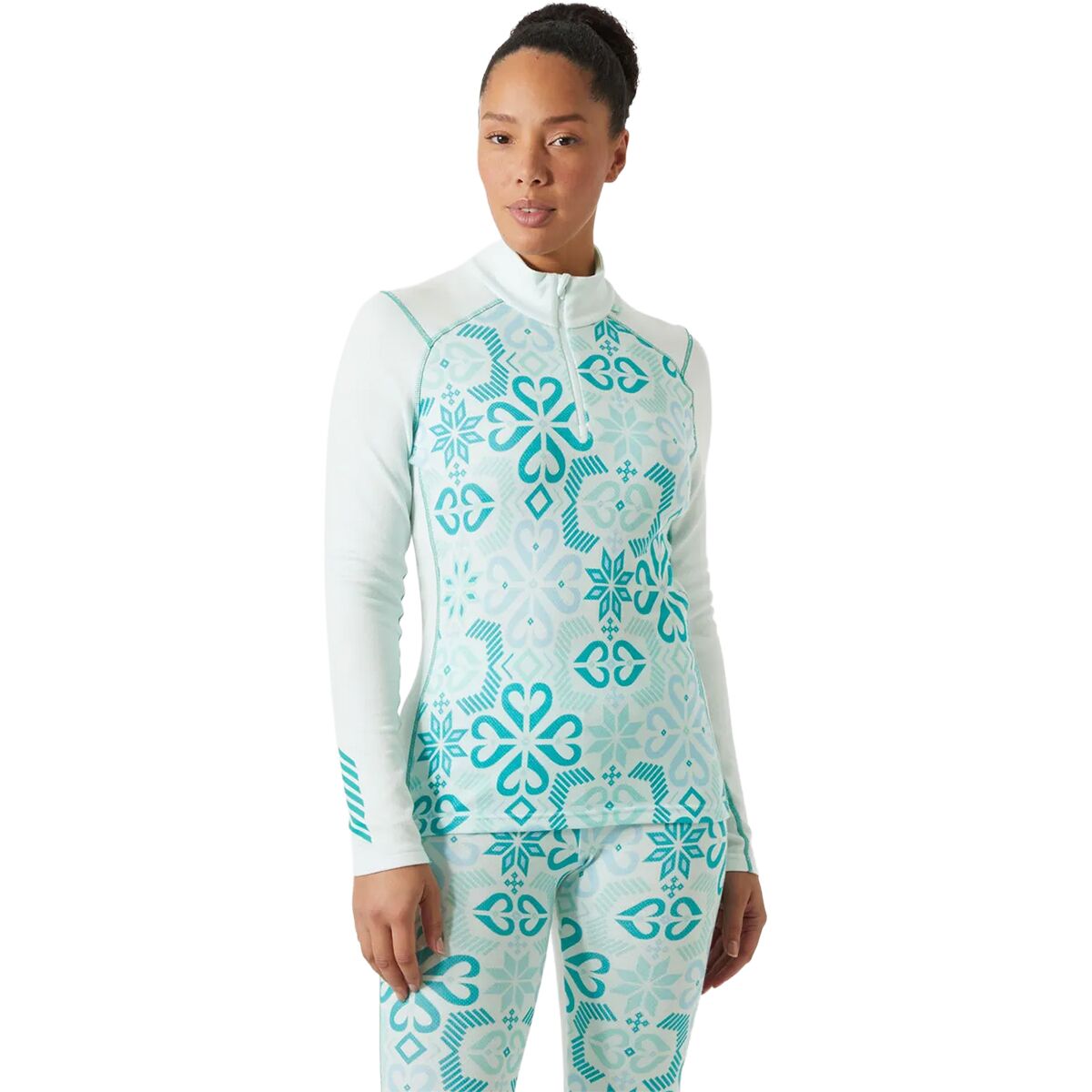 Helly Hansen Women's Lifa Merino Midweight Graphic 1/2-Zip Top in Icicle Nordic Rose Aop - Size: Small