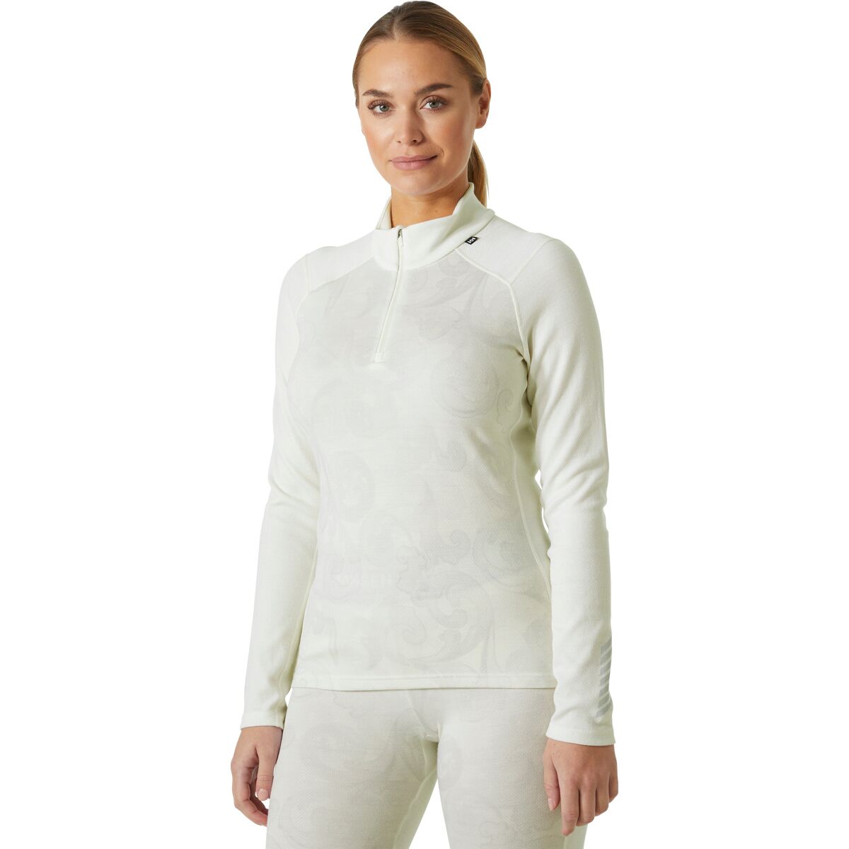 Helly Hansen Women's Lifa Merino Midweight Graphic 1/2-Zip Top in Off White Rosemaling - Size: Large