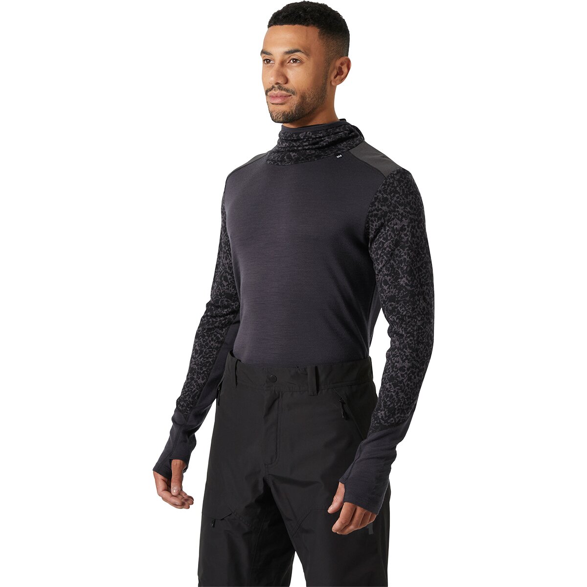 Helly Hansen Men's Lifa Merino Midw Blc Hoodie in Black Grape Arc Reflect Ao - Size: Small