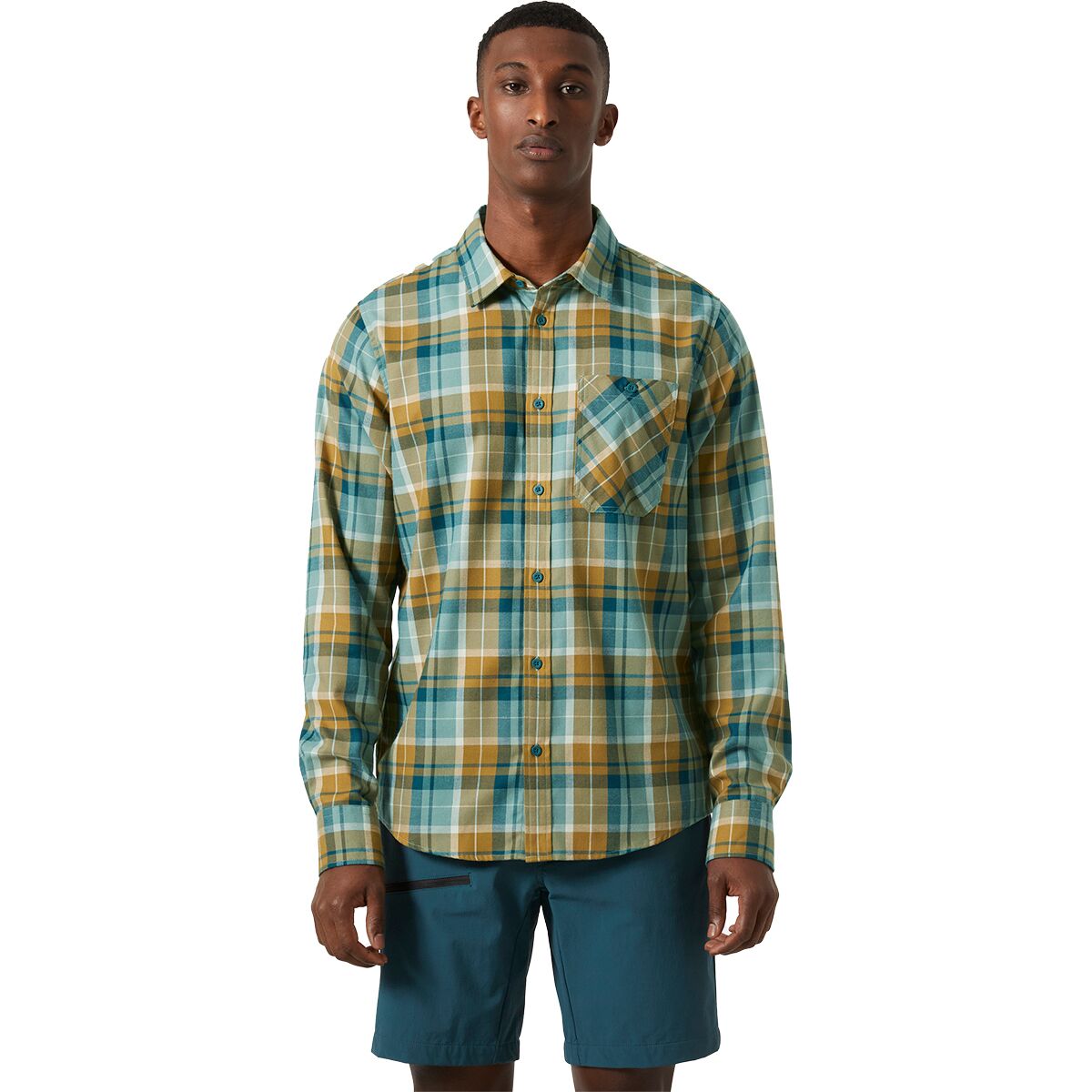 Helly Hansen Helly Hansen Men's Aker Flannel Long-Sleeve Shirt in Lynx Coast Plaid - Size: Small - $36.00 at Steep and Cheap