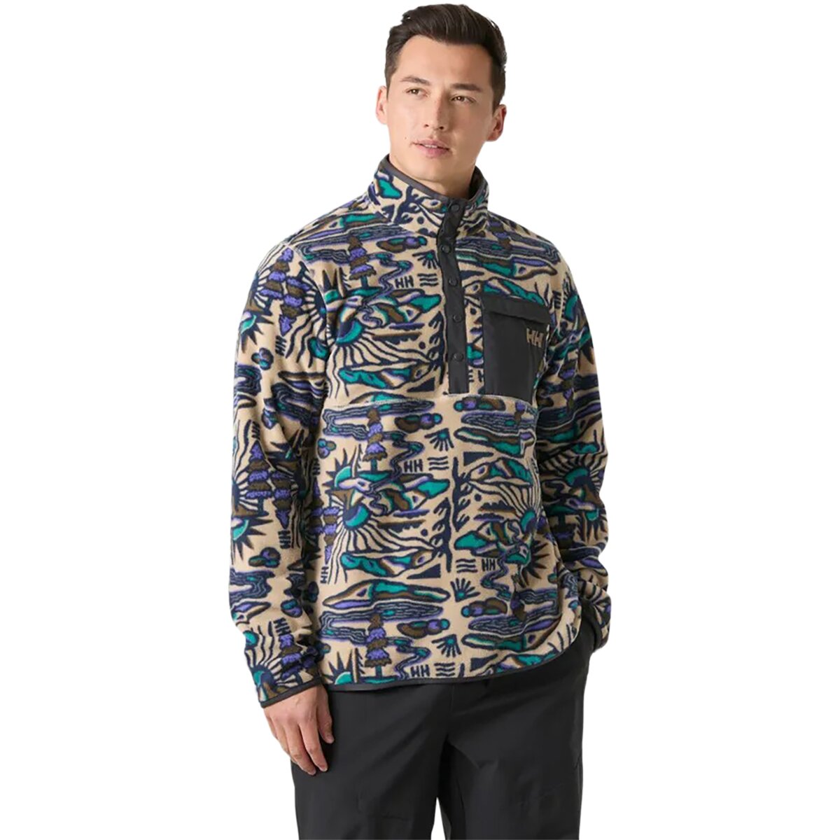Helly Hansen Men's Maridalen Printed Fleece Jacket in Hh Khaki Rayco Aop - Size: Small