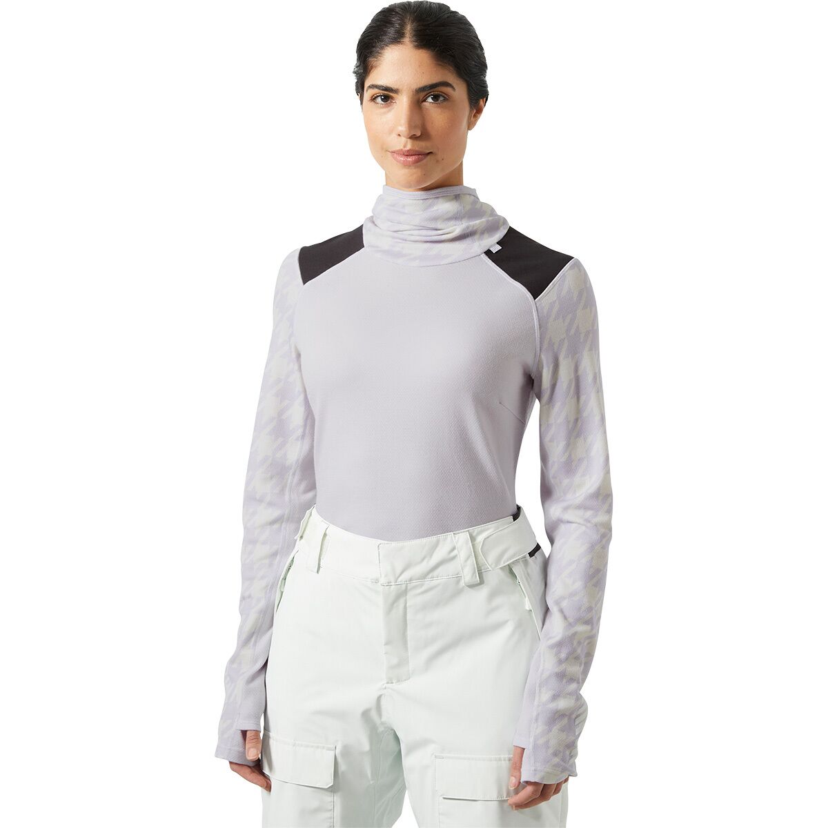 Helly Hansen Helly Hansen Women's Lifa Merino MidBlc Hoodie in Light Purple Houndstooth A - Size: XL - $100.75 at Steep and Cheap