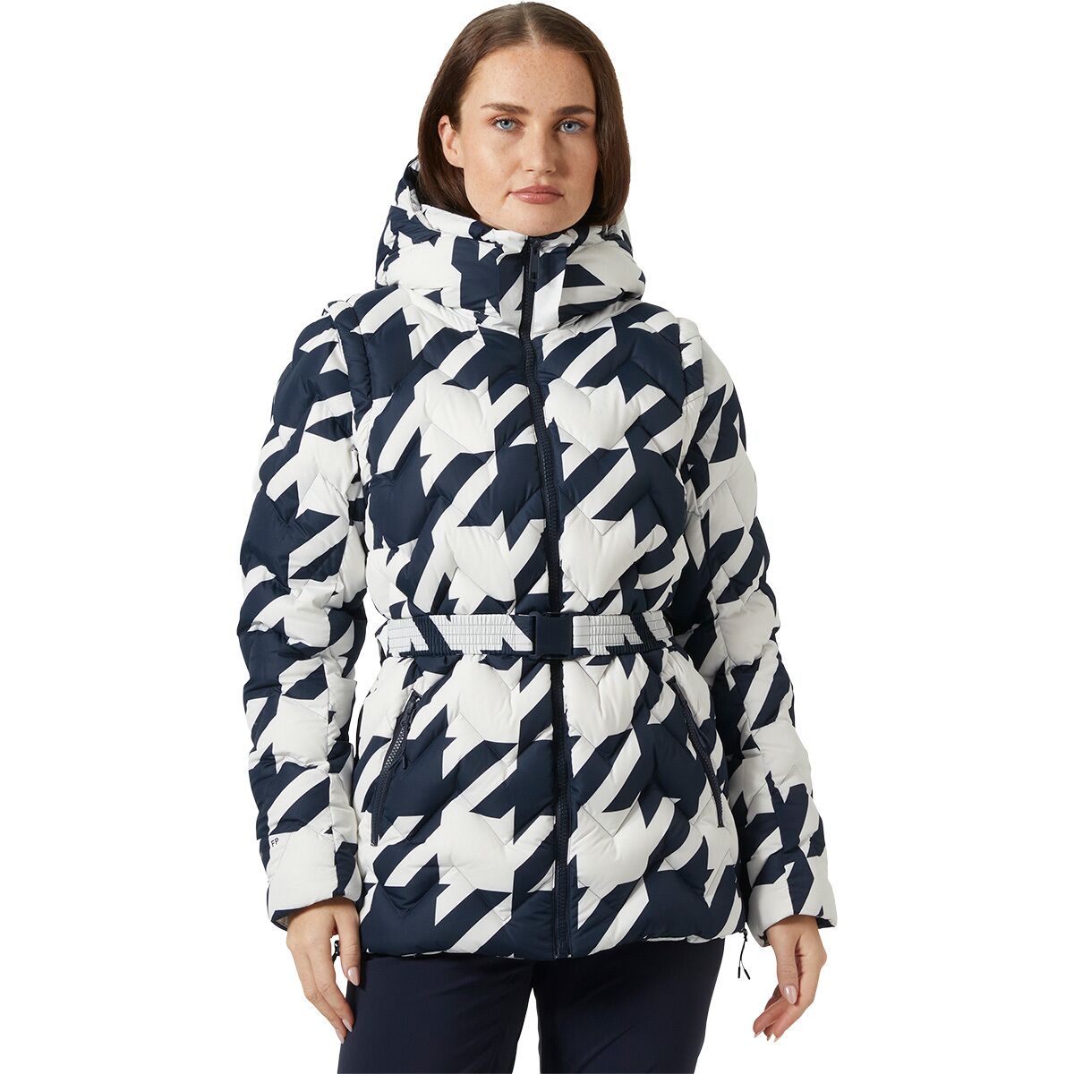 Helly Hansen Women's Winter Bliss Modular Down Jacket in Navy Houndstooth Aop - Size: Large