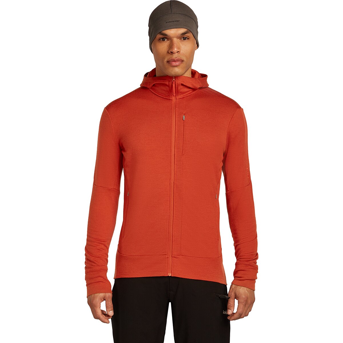 Icebreaker Men's Merino 260 Quantum Long-Sleeve Zip Hoodie in Agate - Size: Medium