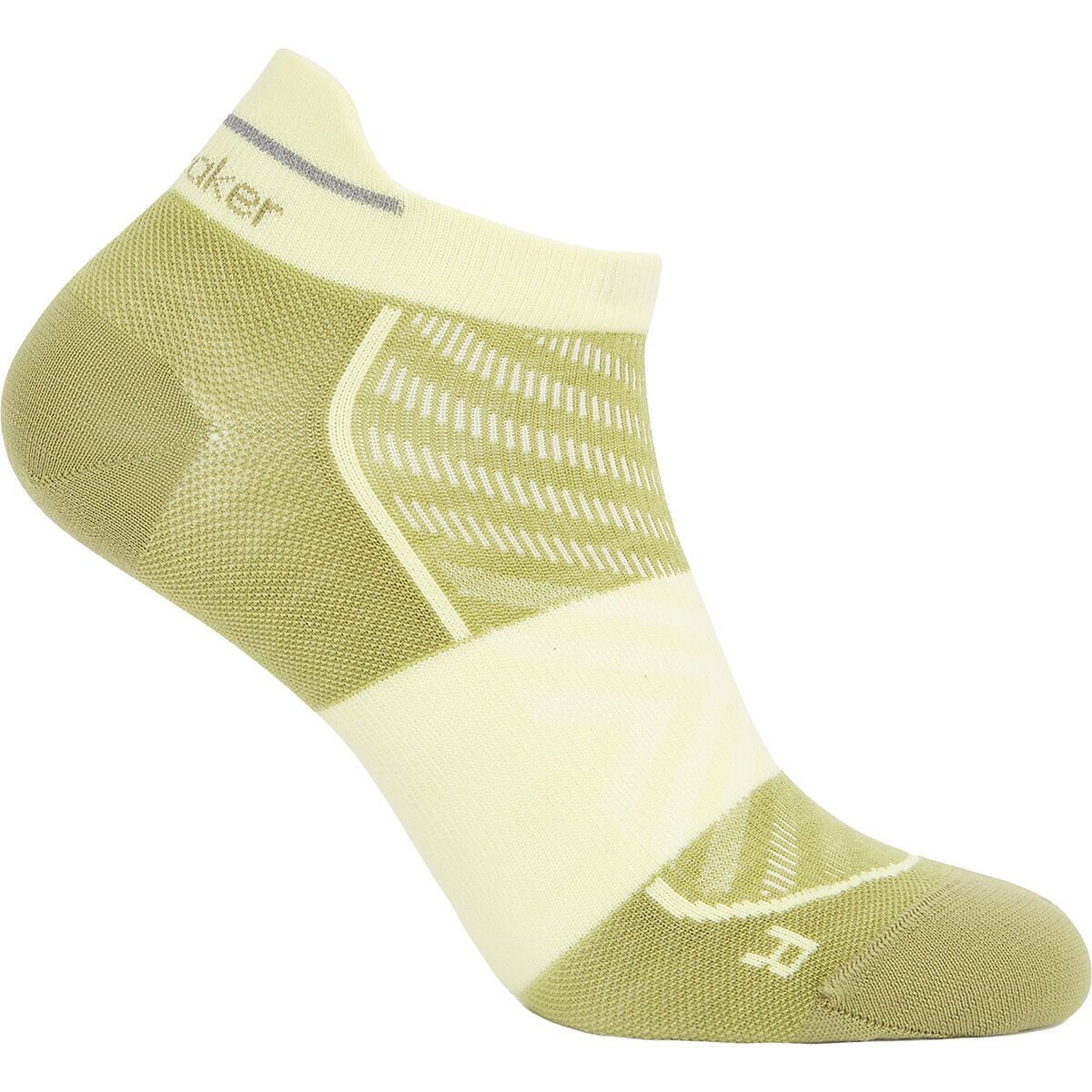 Icebreaker Women's Merino Run+ Ultralight Micro Sock in Olive / Citrine - Size: Medium