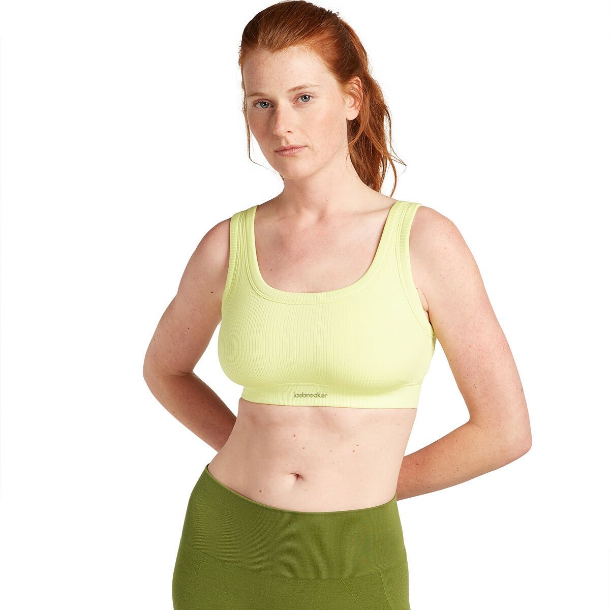 Icebreaker Women's Merino Blend Rib Lotus Bra in Citrine - Size: Large