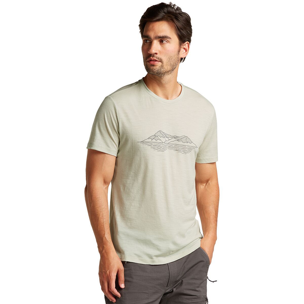 Icebreaker Men's Merino 150 Tech Lite Pukaki Reflected SS T-Shirt in Ashen - Size: XXL