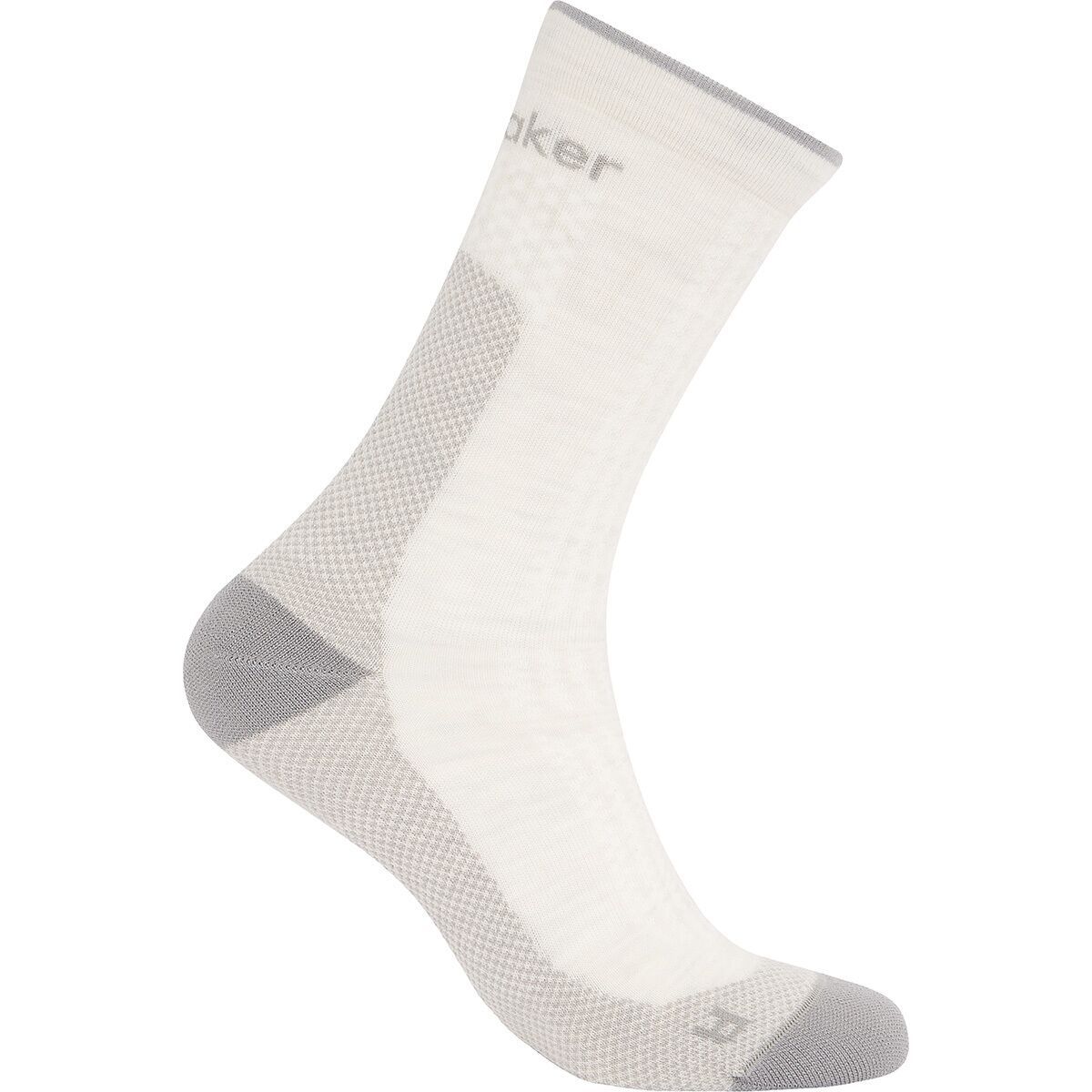 Icebreaker Women's Merino Hike+ Ultralight Crew Sock in Ecru Heather / Alloy - Size: Large
