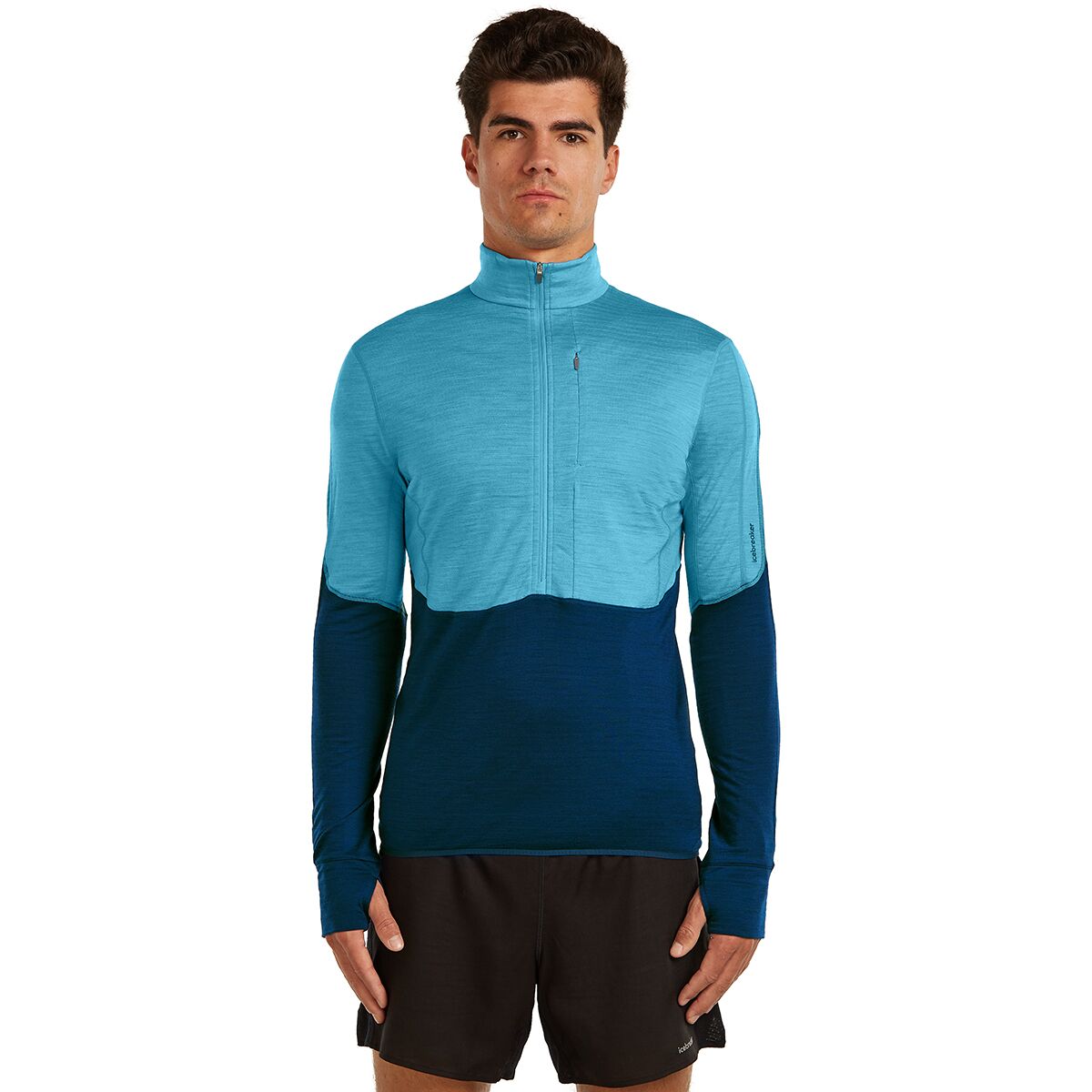 Icebreaker Men's Merino Blend 200 RealFleece Descender LS 1/2-Zip Top in Arctic / Atlantis / Cb - Size: Large