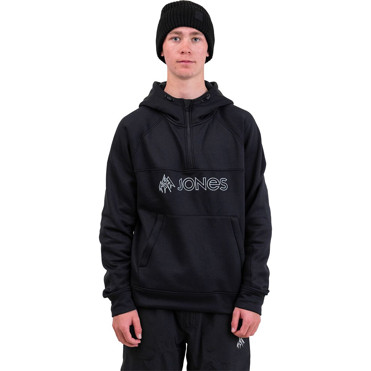 Jones Snowboards Jones Snowboards Men's Recycled Riding Fleece Hoodie in Stealth Black - Size: Small - $97.96 at Steep and Cheap