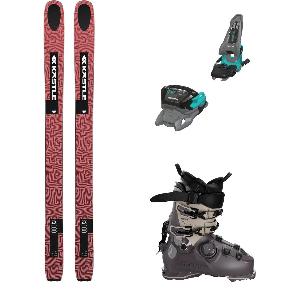 Kastle Kastle ZX 100 Ski +Jester 16 + Hawx Prime XTD 130 Boot - 2026 in Red / Gry - Size: 175cm/100mm/25.0/25.5 - $1588.26 at SteepandCheap.com