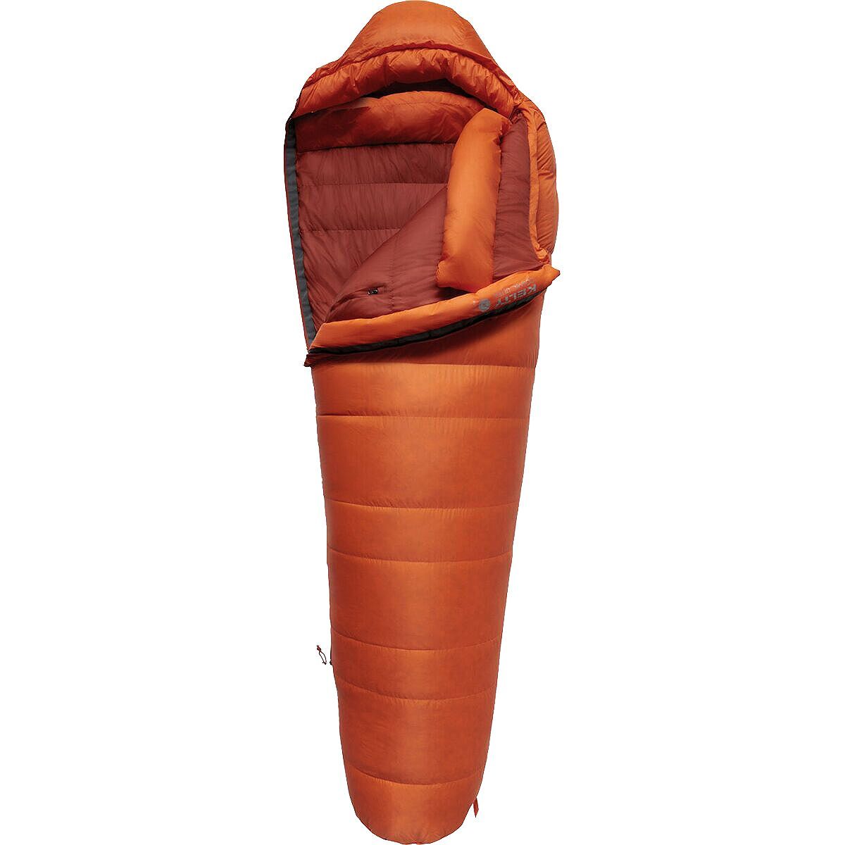 Kelty Cosmic Ultra 800 DriDown Sleeping Bag: 0F Down in Mandarine Red / Red Ochre - Size: Long/Right Zip