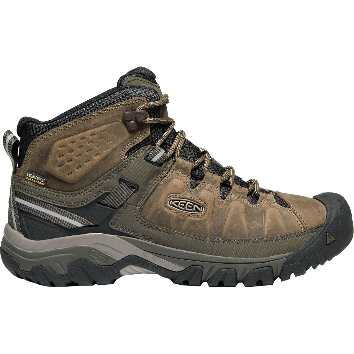 KEEN Men's Targhee III Mid Leather Waterproof Hiking Boot in Black - Size: