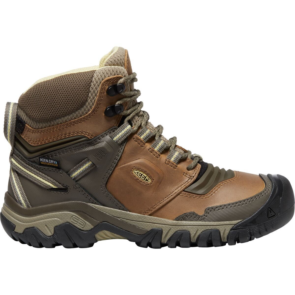 KEEN Women's Ridge Flex Mid WP Hiking Boot in Timberwolf / Brick Dust - Size: 6