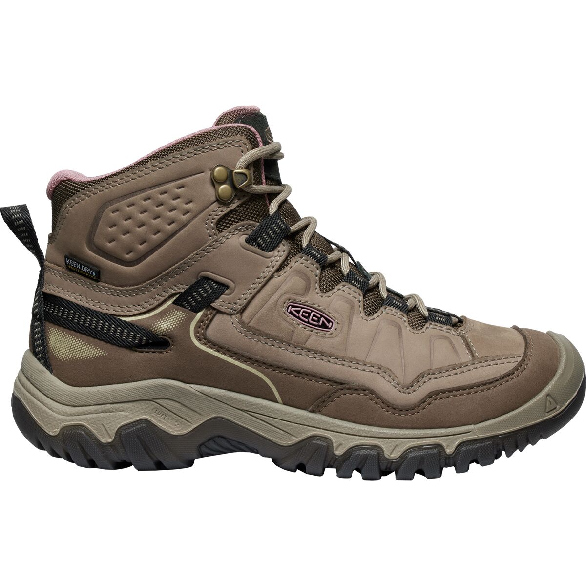KEEN Women's Targhee IV Mid WP Hiking Boot in Brindle / Nostalgia Rose - Size: