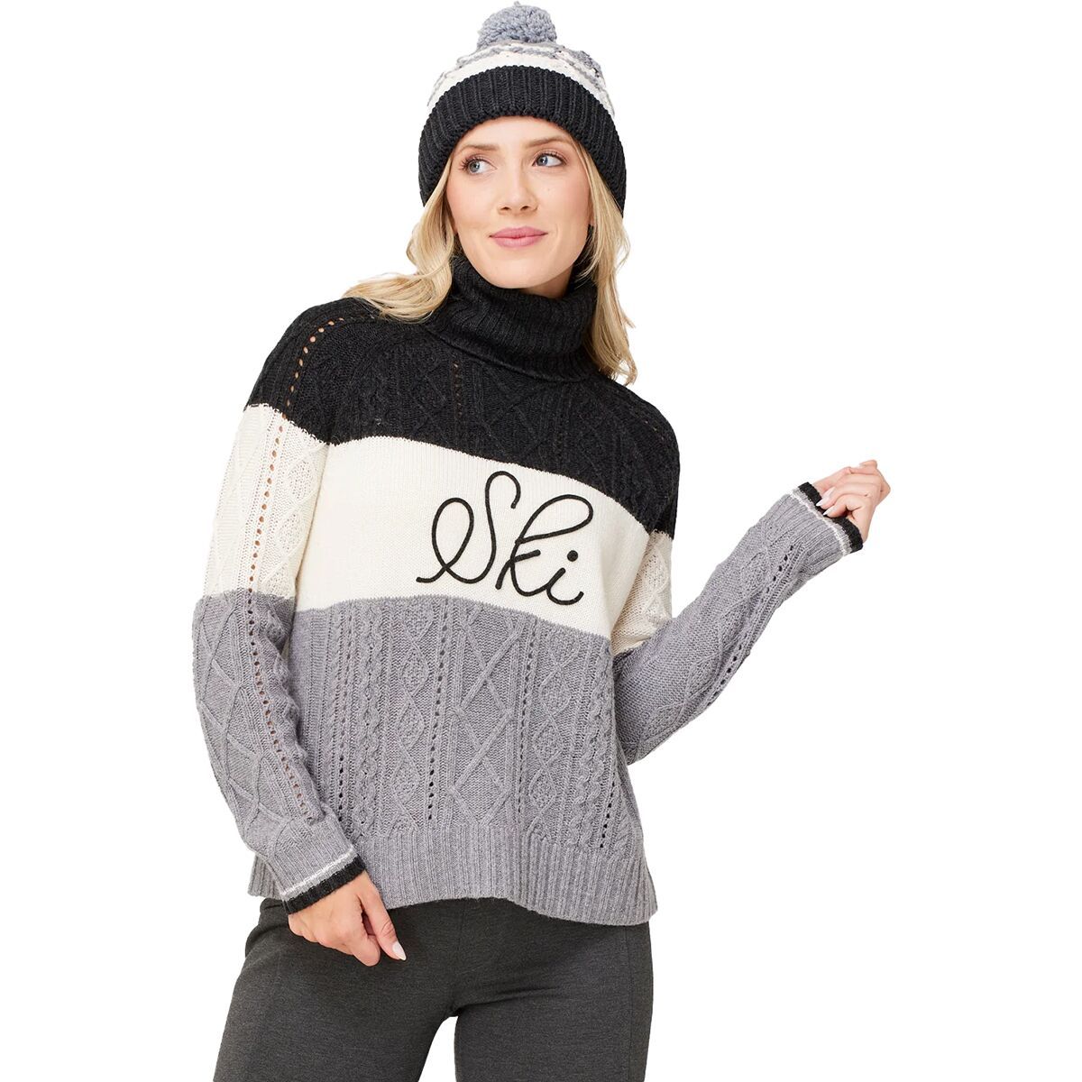 Krimson Klover Women's Prima Turtleneck Sweater in Charcoal - Size: Medium