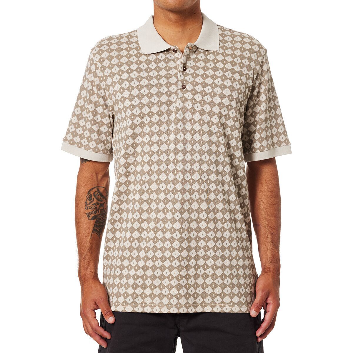 Katin Men's Check Polo Shirt in Vintage Khaki - Size: Small