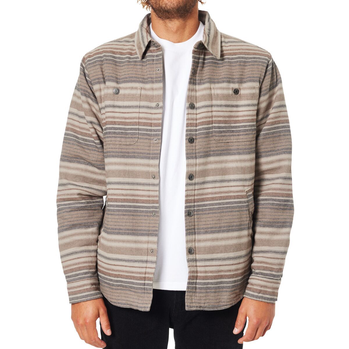 Katin Men's Harold Stripe Jacket in Gravel - Size: XL
