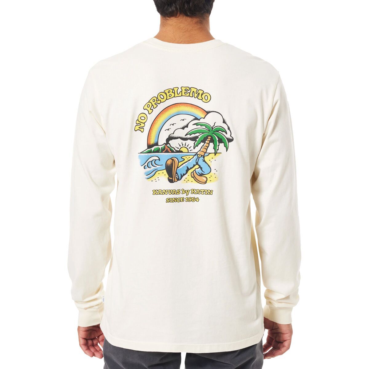 Katin Men's Stroll Long-Sleeve T-Shirt in Vintage White - Size: Medium