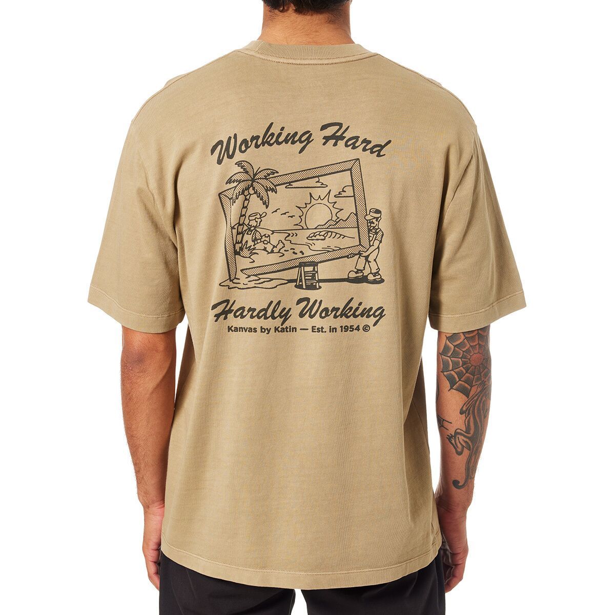 Katin Men's Trabajo Relaxed T-Shirt in Black Wash Pigment Dye - Size: Large