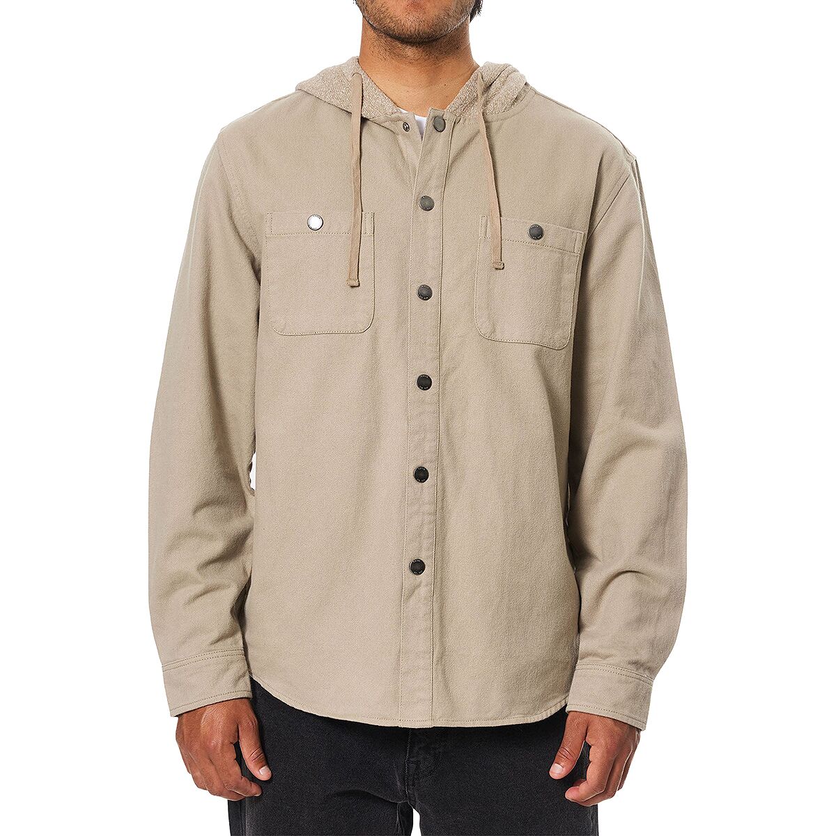 Katin Men's Harold Hooded Flannel in Vintage Khaki - Size: Small