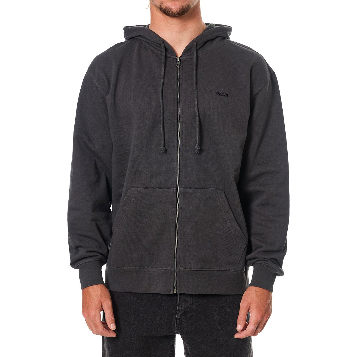 Katin Katin Men's Emb Full Zip Hooded Fleece in Black Wash - Size: Medium - $44.97 at SteepandCheap.com