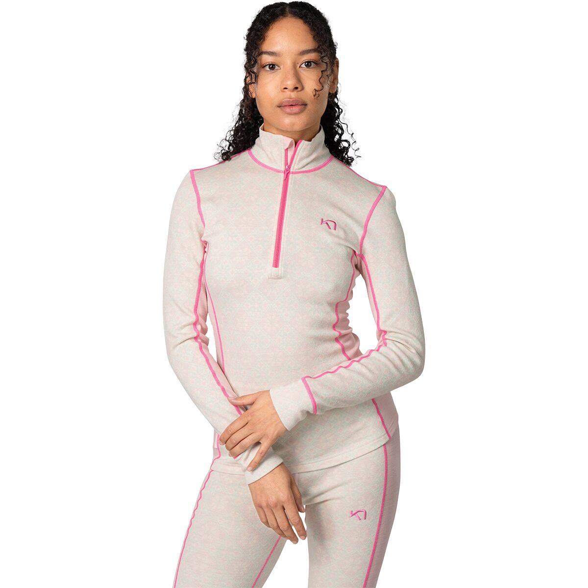 Kari Traa Women's Rose Half-Zip Top in Cotton Candy - Size: XL