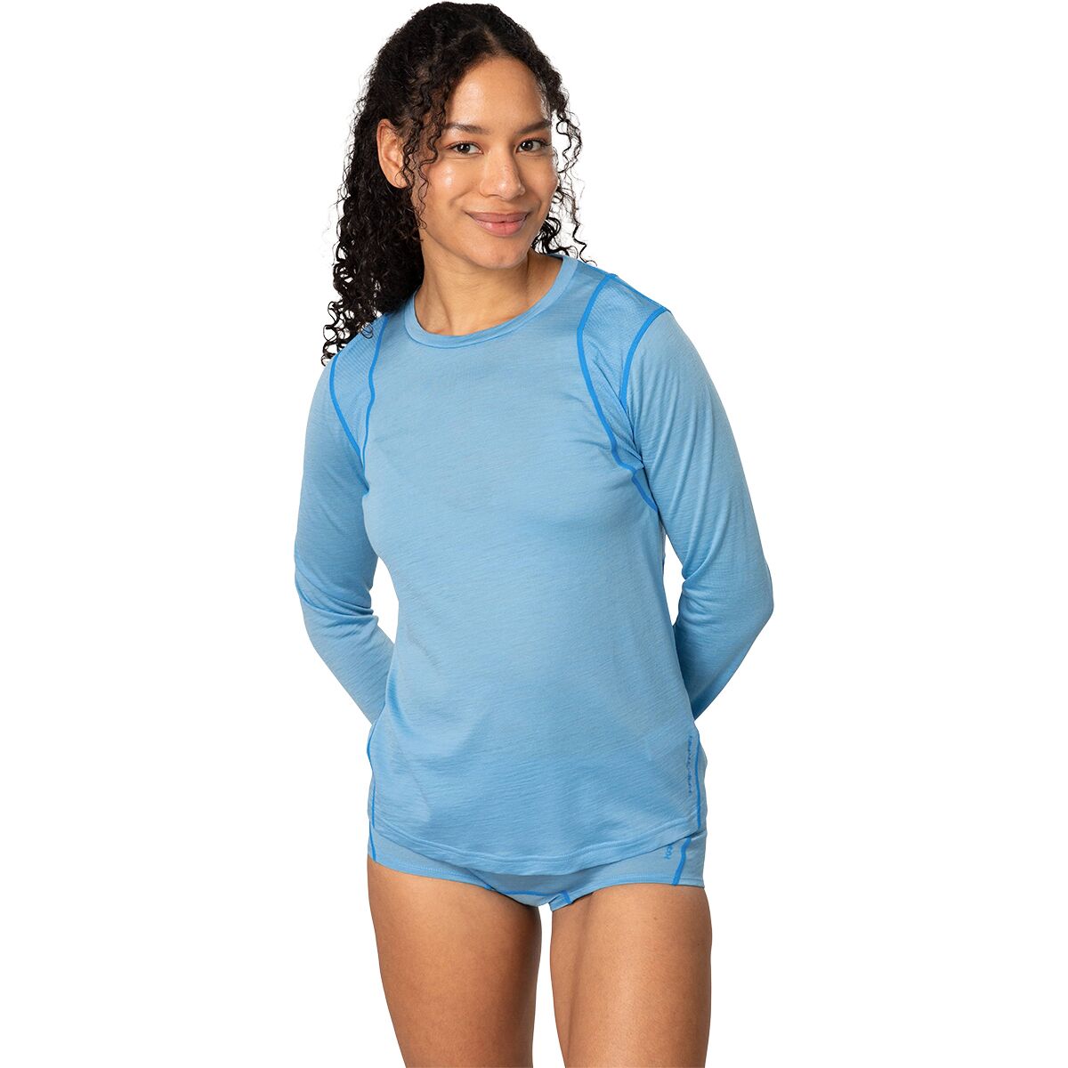 Kari Traa Women's Embla Wool Long-Sleeve Top in Ocean - Size: Large