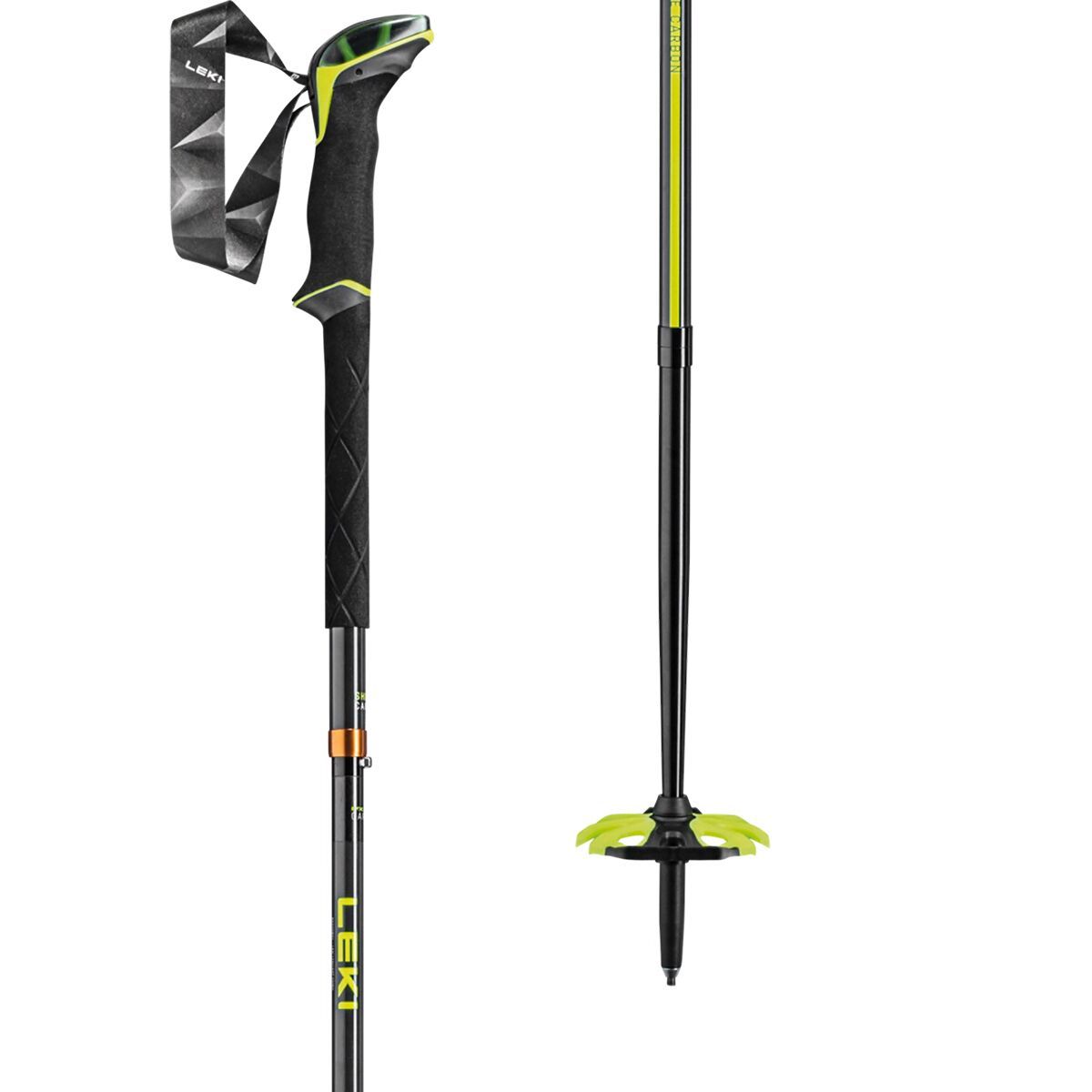 LEKI Sherpa FX 1 Carbon Trekking Poles in Black / Yellow - Size: 140cm