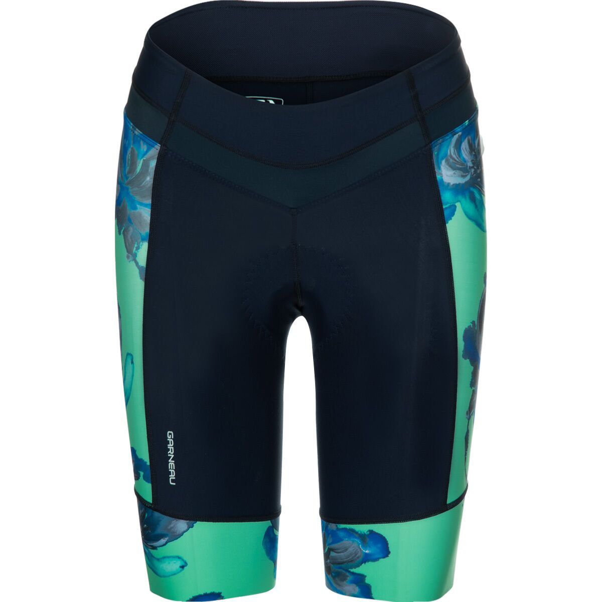 Louis Garneau Women's Mondo Evo 2.0 Short in Navy / Turquoise / Blue Flowers - Size: Small