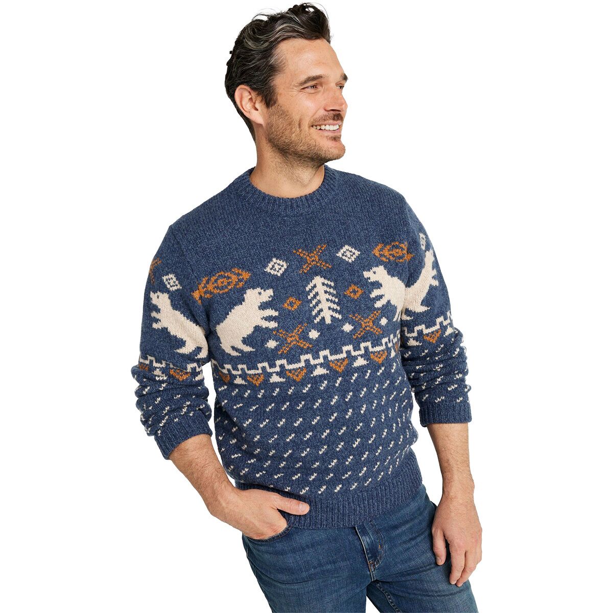L.L.Bean L.L.Bean Men's Bean's Classic Raggwool Fair Isle Crew Sweater in Rangeley Blue Fair Isle - Size: Large - $84.96 at SteepandCheap.com