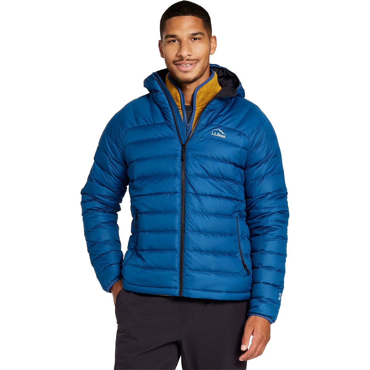 L.L.Bean Men's Bean's Down Hooded Jacket in Dark Marine Blue - Size: Large