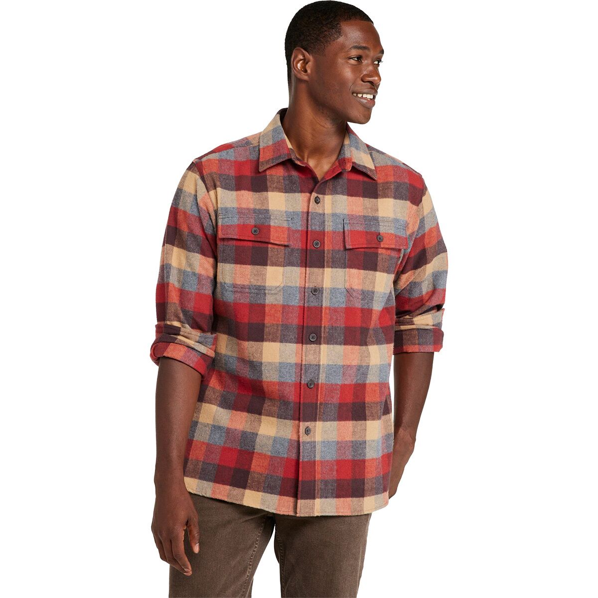L.L.Bean Men's Chamois Plaid Shirt in Apple Cinnamon - Size: Large