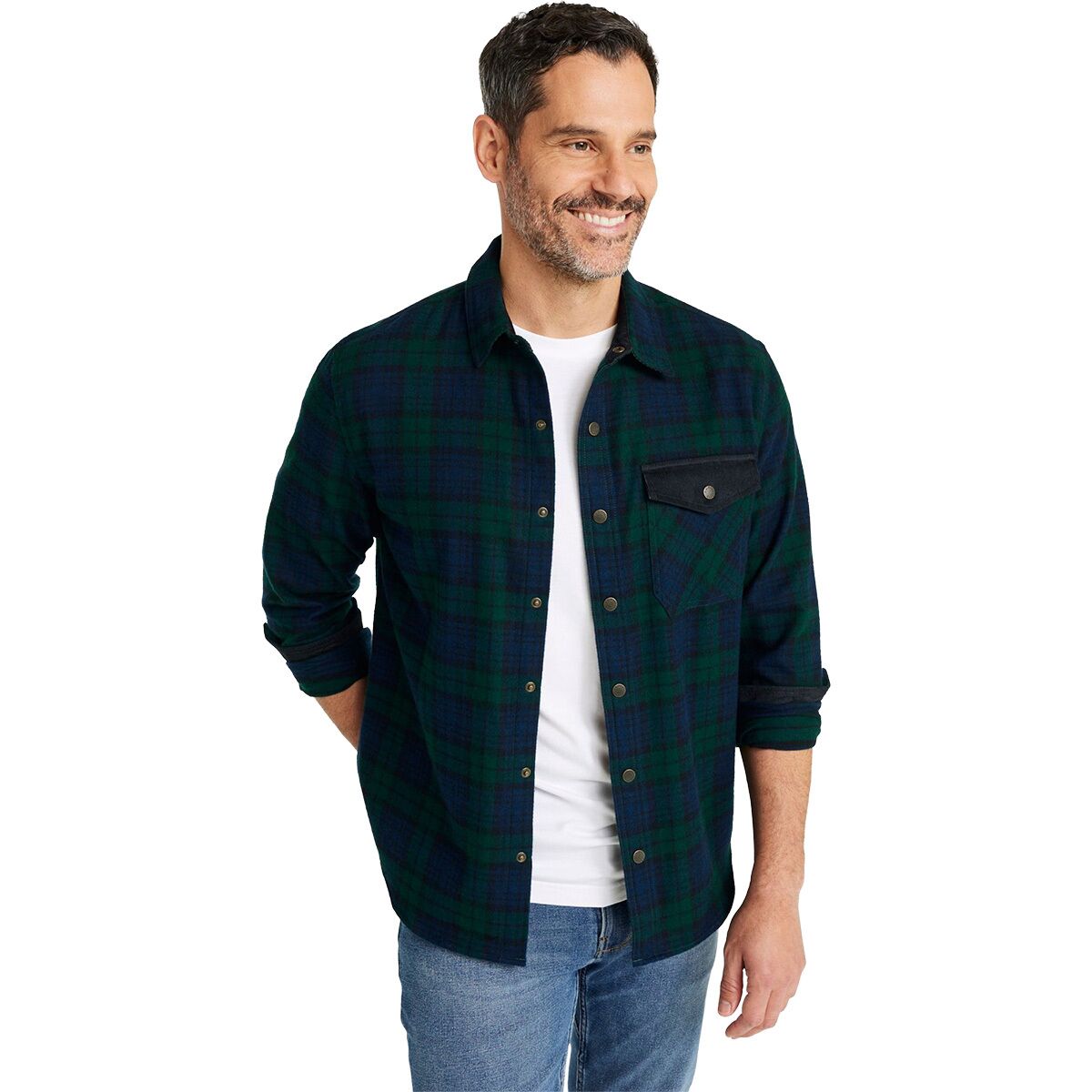 L.L.Bean L.L.Bean Men's Scotch Plaid Untucked Fitted Flannel Snap Shirt in Black Watch - Size: Small - $76.46 at Steep and Cheap