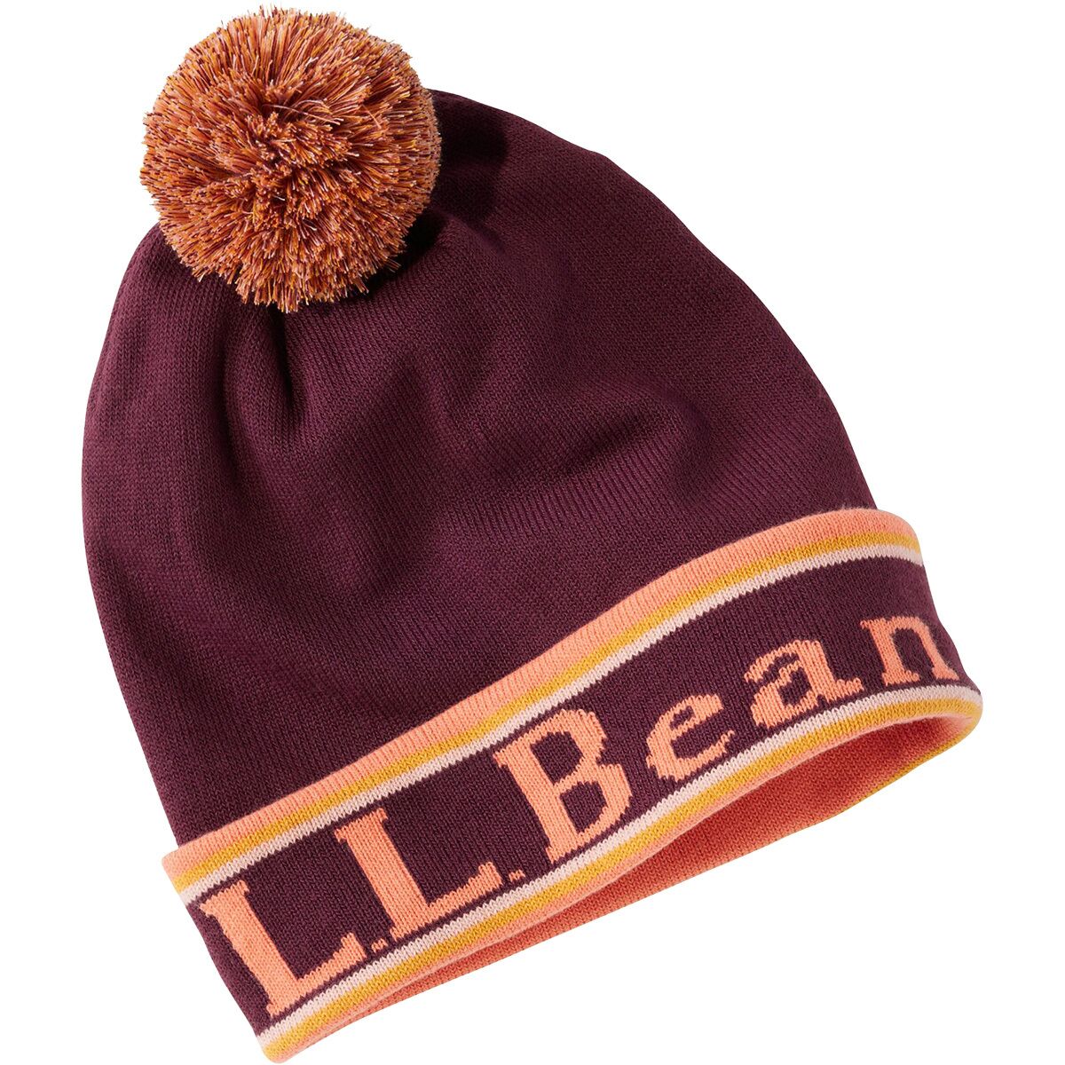 L.L.Bean L.L.Bean Katahdin Pom Graphic Hat in Eggplant / Reef Coral - $28.01 at Steep and Cheap