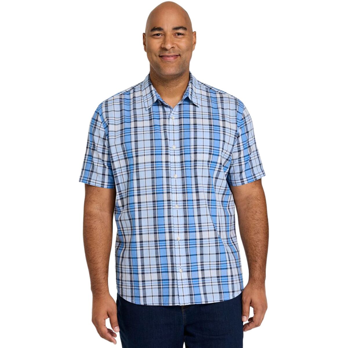 L.L.Bean L.L.Bean Men's Madras Slightly Fitted Short-Sleeve Seersucker Shirt in Cobalt Sea - Size: XL - $32.97 at Steep and Cheap