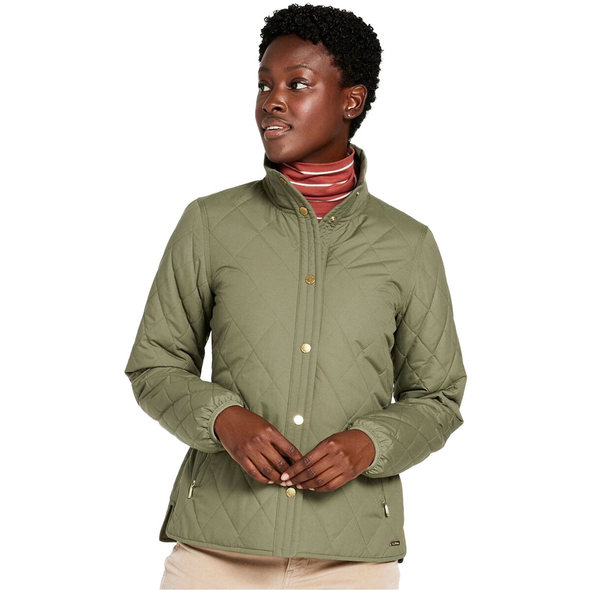 L.L.Bean Women's Bean's Cozy Quilted Jacket in Deep Olive - Size: XS