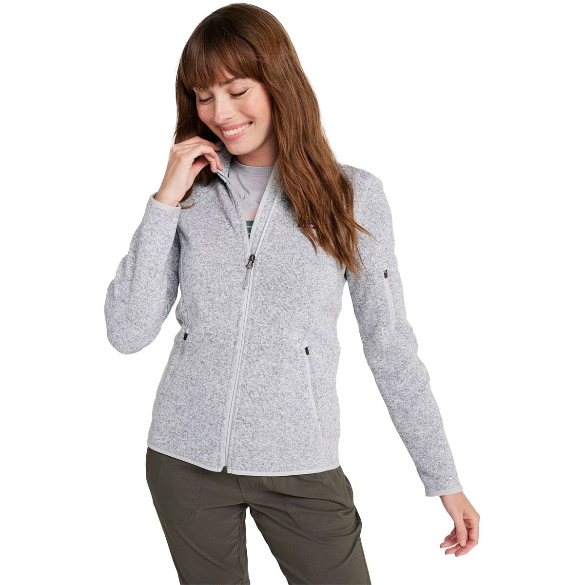 L.L.Bean Women's Bean's Sweater Fleece Full-Zip Jacket in Pewter - Size: XS