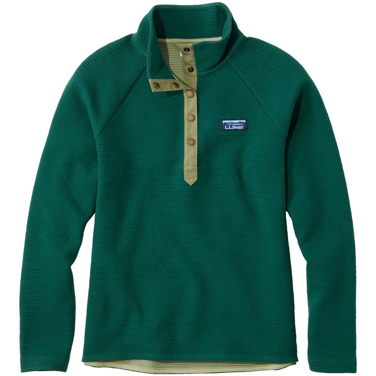 L.L.Bean L.L.Bean Women's Lakewashed Double-Knit 1/4 Snap Pullover in Deep Green - Size: XL - $67.96 at Steep and Cheap