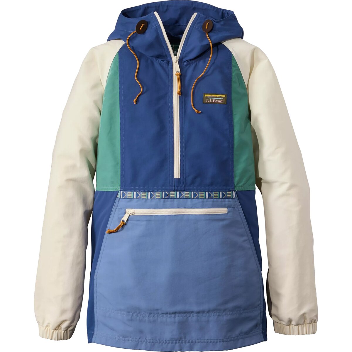 L.L.Bean Women's Mountain Classic Multi Color Anorak in Deep Blue / Deep Lake - Size: XL