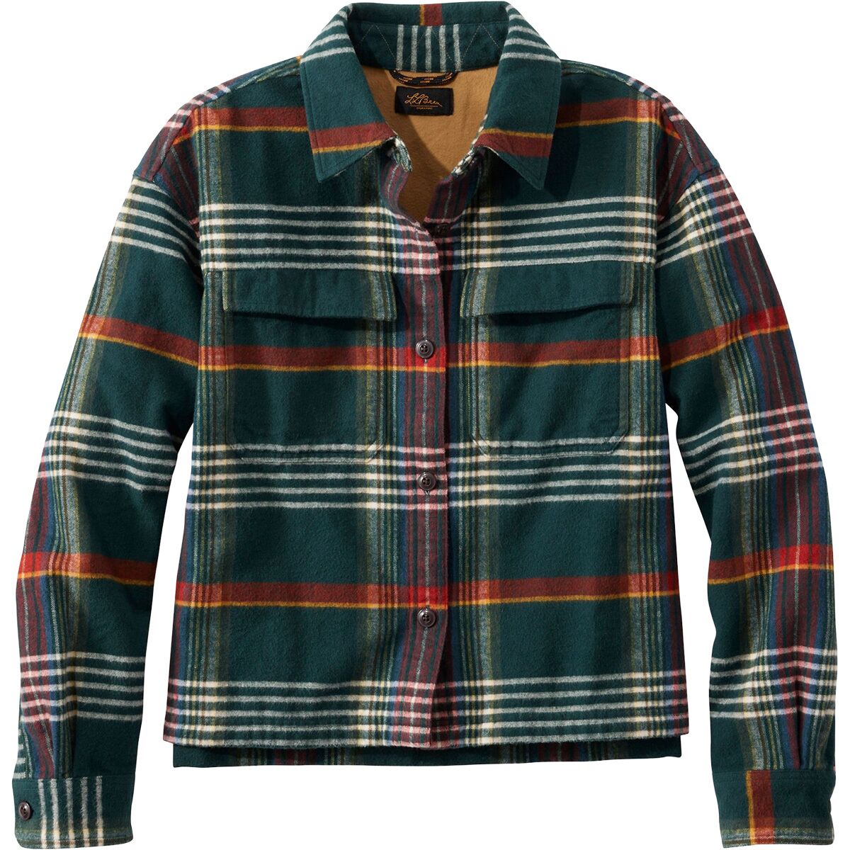 L.L.Bean Women's Signature 1933 Chamois Pattern Shirt Jacket in Deepest Green Plaid - Size: XL