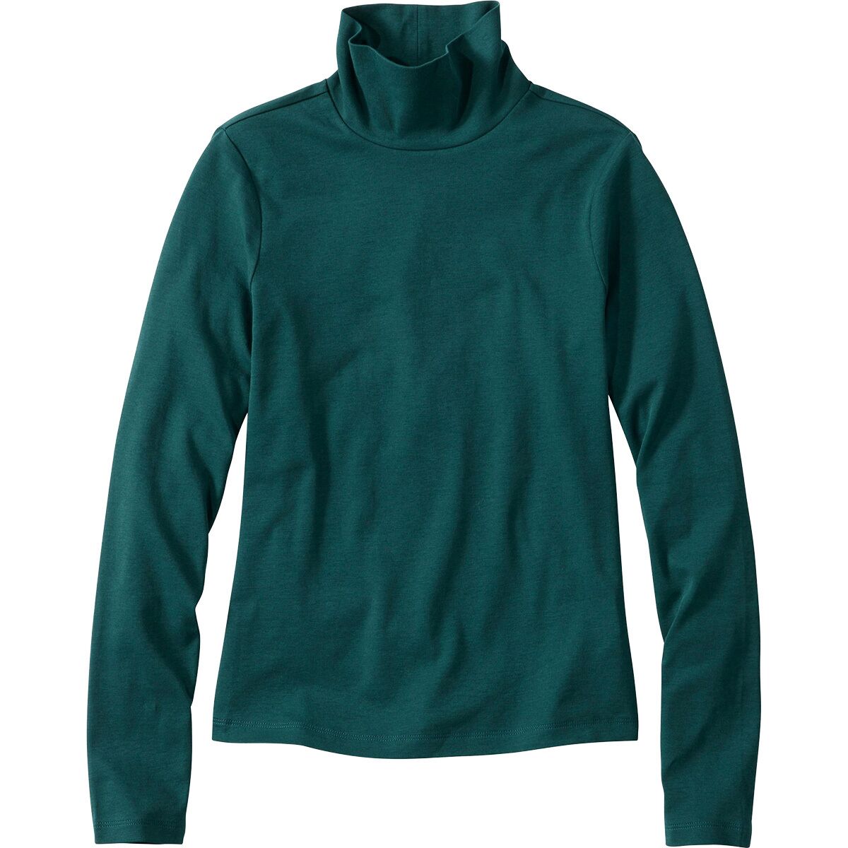 L.L.Bean Women's Signature Lightweight Cotton Turtleneck in Deepest Green - Size: XL