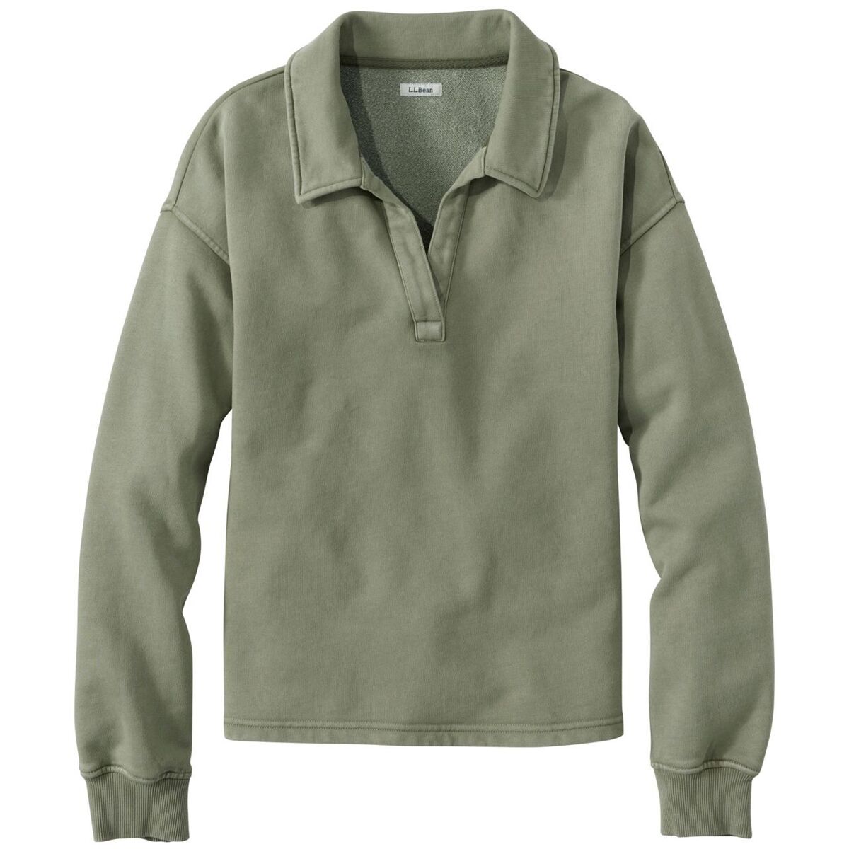 L.L.Bean L.L.Bean Women's Sunwashed Sweats Split Neck Polo in Olive Gray - Size: XL - $67.96 at Steep and Cheap