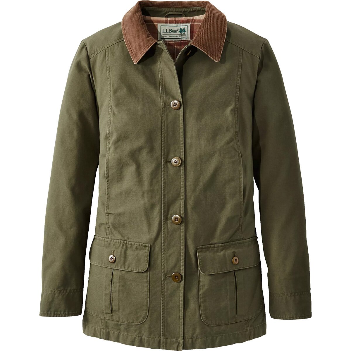 L.L.Bean Women's Adirondack Barn Flannel Lined Coat in Loden - Size: Medium