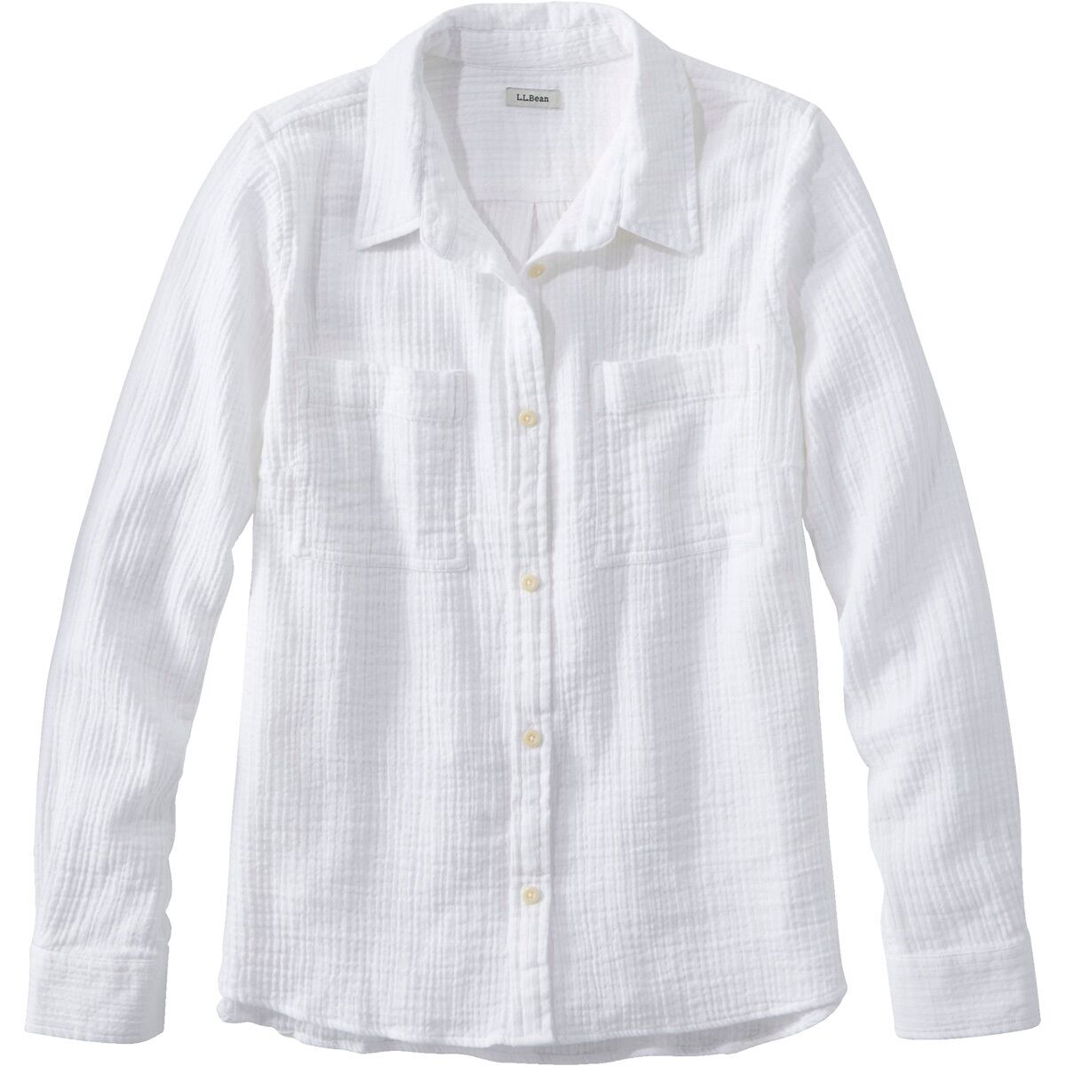 L.L.Bean Women's Cloud Gauze Long-Sleeve Shirt in White - Size: XL