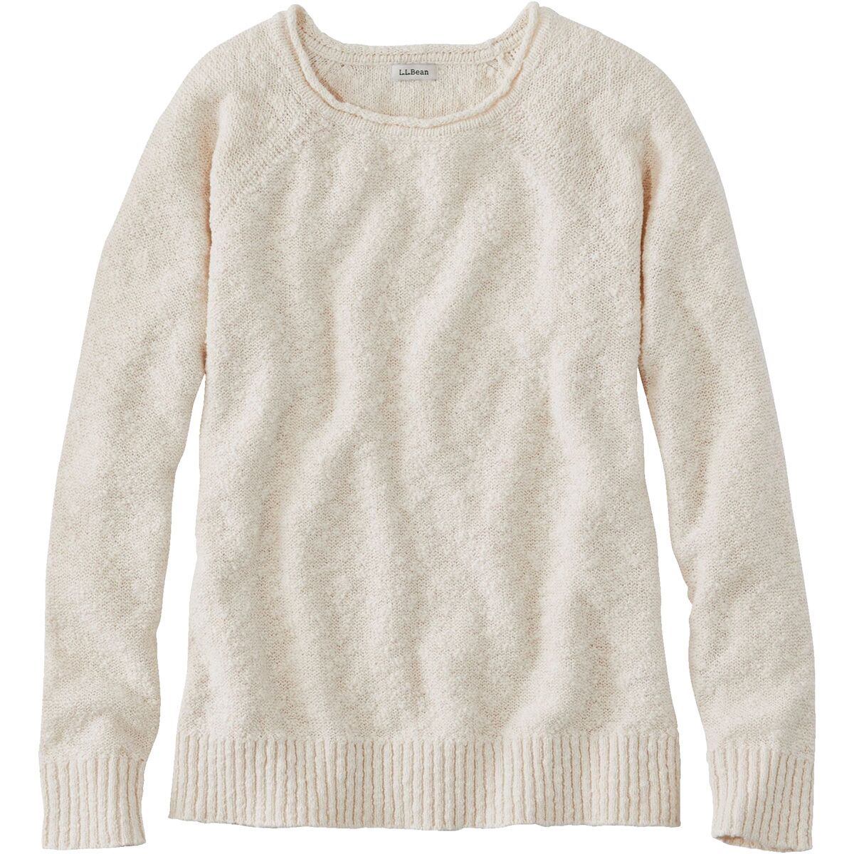 L.L.Bean Women's Midweight Cotton Slub Rollneck Regular Pullover in Paperwhite - Size: XL