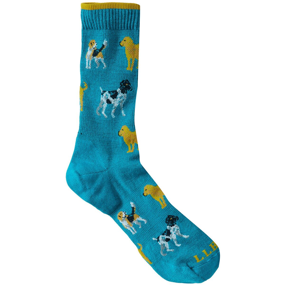 L.L.Bean Maine Motif Sock in Glacier Blue Dogs - Size: XL