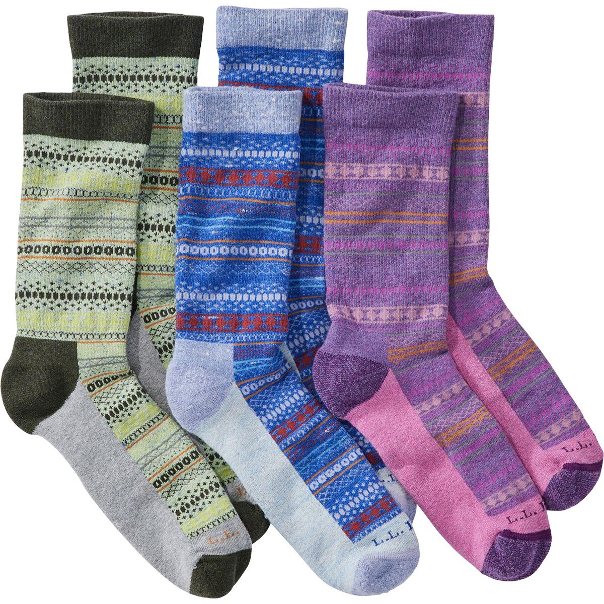 L.L.Bean Wicked Soft Cotton Sock Fair Isle Gift Set - 3-Pack in Fair Isle 3 - Size: Large